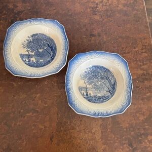 Vintage Salem China Co..landscape scene Corot pattern 5.5 inch bowels. Set of 2